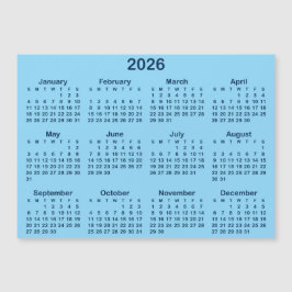 Licht- en marineblauw 2026 magnetische kalender