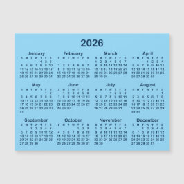 Licht en Marineblauwe 2026 Magnetische Kalender