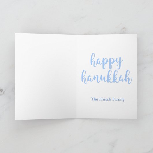 Licht en vrede - Blauwe Sparkles Happy Hanukkah Kaart (Binnen)