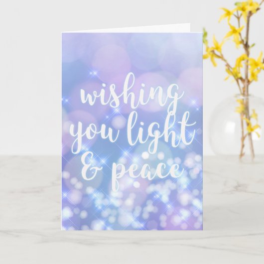 Licht en vrede - Blauwe Sparkles Happy Hanukkah Kaart (Gele Bloem)