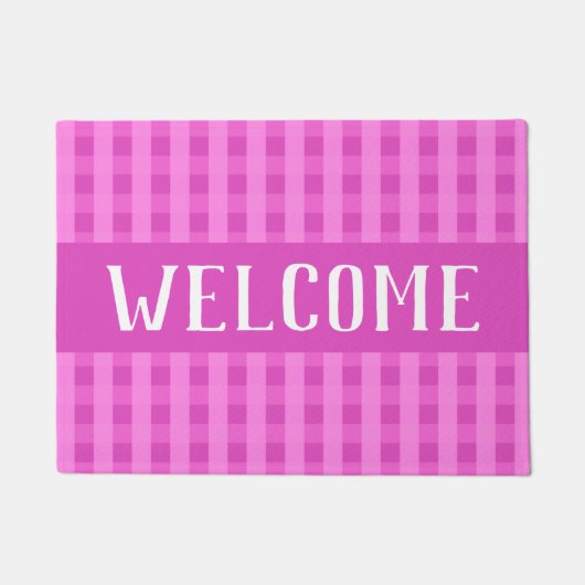 Licht en warm roze, fijn Land Chic Stripe Welkom Deurmat (Voorkant)