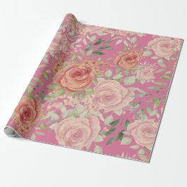 Licht en Waterverf van zoete Oranje Rozen Cadeaupapier