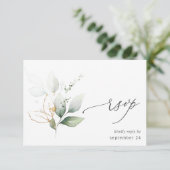 Licht Eucalyptus Glow Gold met Meal RSVP Card 2 (Staand voorkant)