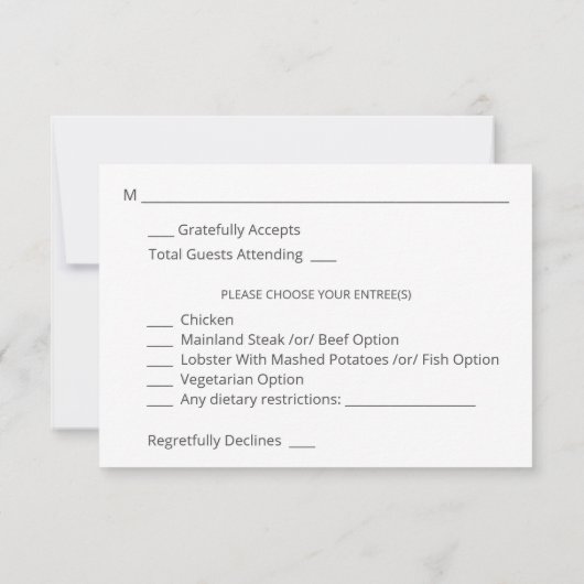 Licht Eucalyptus Glow Gold met Meal RSVP Card 2 (Achterkant)