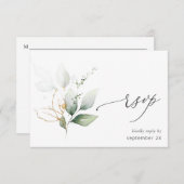 Licht Eucalyptus Glow Gold met Meal RSVP Card 2 (Voorkant / Achterkant)