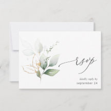 Licht Eucalyptus Glow Gold met Meal RSVP Card 2