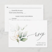 Licht Eucalyptus Glow Gold met Meal RSVP Card 2 Kaartje (Voorkant / Achterkant)