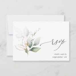 Licht Eucalyptus Glow Gold met Meal RSVP Card 2 Kaartje