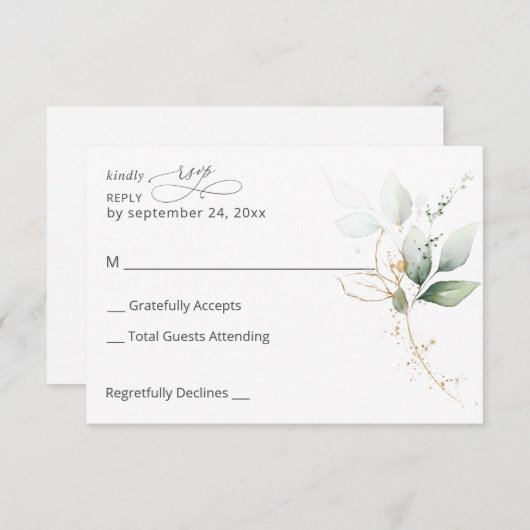 Licht Eucalyptus Glow Gold No Meal RSVP (Voorkant / Achterkant)