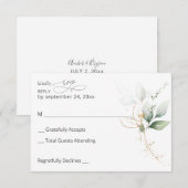 Licht Eucalyptus Glow Gold No Meal RSVP Kaartje (Voorkant / Achterkant)
