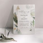 Licht Eucalyptus Glow Gold Wedding Kaart<br><div class="desc">Stuur je gasten een mooie trouwuitnodiging met je mooie Eucalyptus Glow Gold Wedding Uitnodiging.</div>