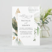 Licht Eucalyptus Glow Gold Wedding Kaart (Staand voorkant)