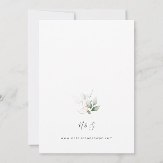 Licht Eucalyptus Glow Gold Wedding Kaart (Achterkant)