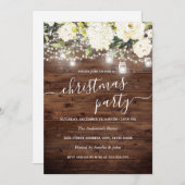 Licht Floral Rustic Wood Kerstfeest Uitnodiging (Voorkant / Achterkant)