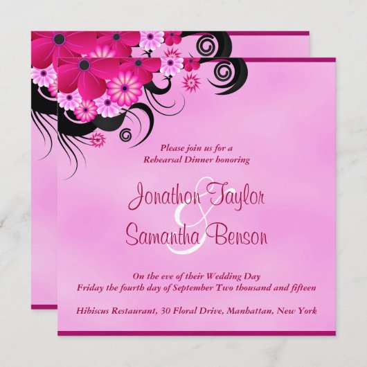 Licht Fuchsia 5.25 Bruiloft repetitie diner uitnod Kaart (Voorkant / Achterkant)