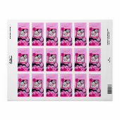 Licht Fuchsia Bloemen Bruiloft Foto Favoriet Label (Full Sheet)