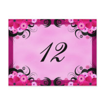 Licht Fuchsia Bloemen Receptie Tafel Aantal Kaarte