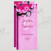 Licht Fuchsia Bloemen Trouwprogramma Sjabloon Kaar (Voorkant / Achterkant)