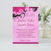 Licht Fuchsia Floral 3,5" x 5" bruiloft uitnodigt Kaart (Staand voorkant)