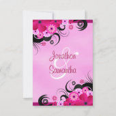 Licht Fuchsia Floral 3,5" x 5" bruiloft uitnodigt Kaart (Achterkant)