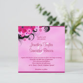 Licht Fuchsia Magenta Bloemenbruiloft 5.25" Uitnod Kaart (Staand voorkant)