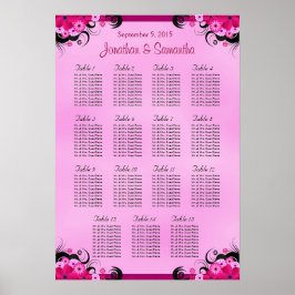 Licht Fuschia Bruiloft 15 Tafel Zitkaarten Poster