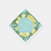 Licht geel en Aqua Blauwgroen Roos Servet (Hoek)