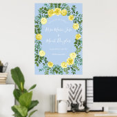 Licht geel en Bleek blauw Roos Poster (Thuiskantoor)