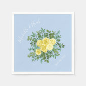 Licht geel en Bleek blauw Roos Servet (Voorkant)