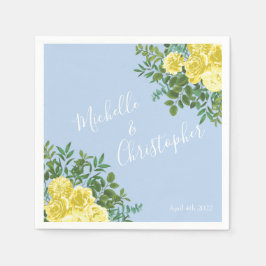 Licht geel en Bleek blauw Roos Servet