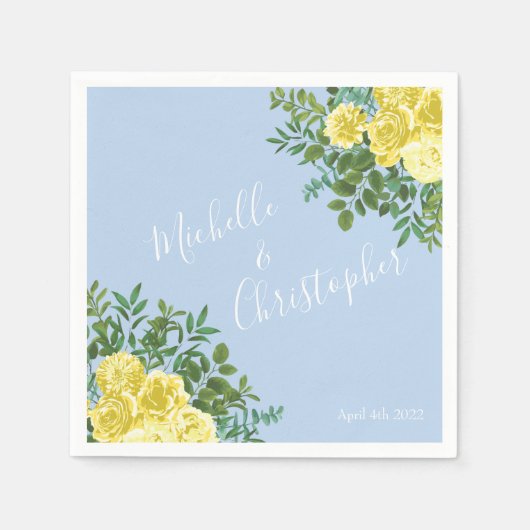 Licht geel en Bleek blauw Roos Servet (Voorkant)