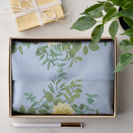 Licht geel en Bleek blauw Roos Tissuepapier (Geschenk)