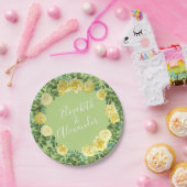 Licht geel en Bleek groen Roos Papieren Bordje (Feest)