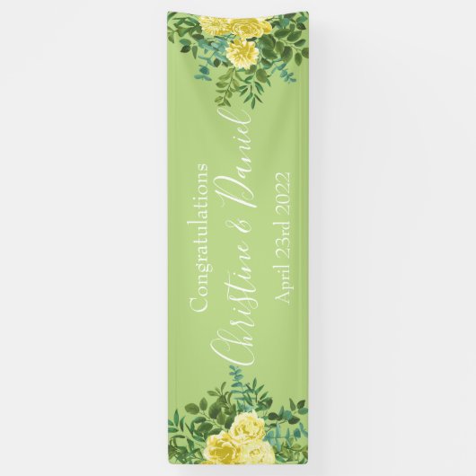 Licht geel en Bleek groen Roos Spandoek (Verticaal)