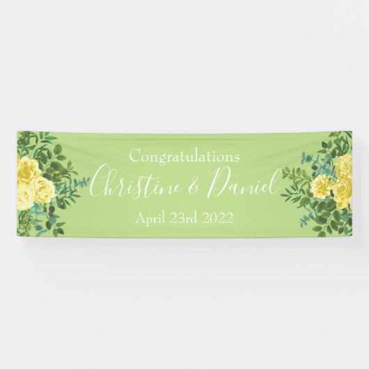 Licht geel en Bleek groen Roos Spandoek (Horizontaal)