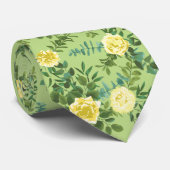 Licht geel en Bleek groen Roos Stropdas (Opgerold)