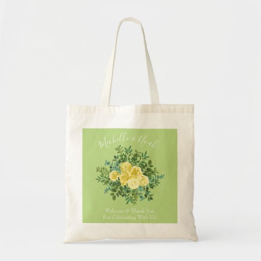 Licht geel en Bleek groen Roos Tote Bag (Voorkant)