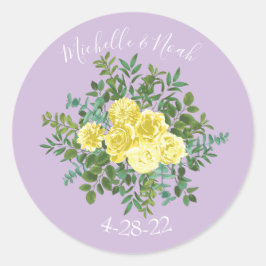 Licht geel en Lila Paars en Roos Ronde Sticker