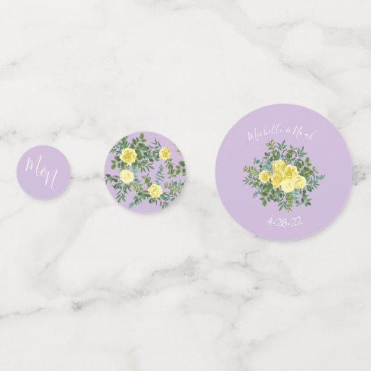 Licht geel en Lila Paars Roos Confetti (Achterkanten)