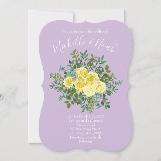 Licht geel en Lila Paars Roos Kaart (Voorkant)