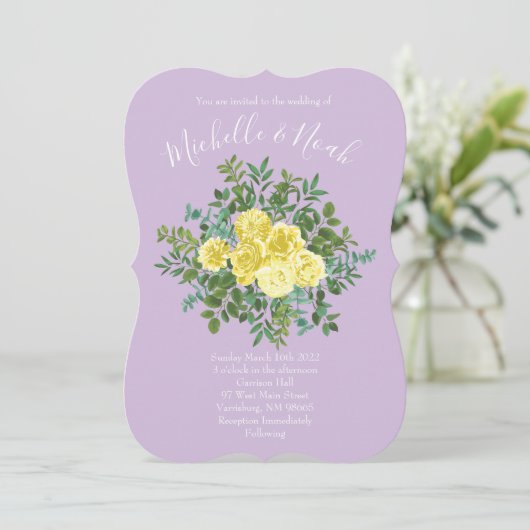 Licht geel en Lila Paars Roos Kaart (Staand voorkant)