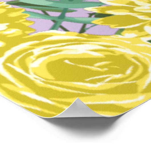 Licht geel en Lila Paars Roos Poster (Hoek)