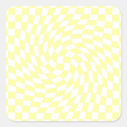 Licht geel en wit Controlerend Patroon Vierkante Sticker (Voorkant)
