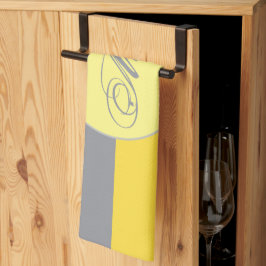 Licht geel en zacht grijs aanpassen theedoek