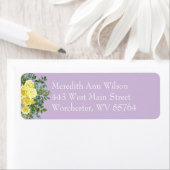 Licht Geel Lila Paars Roos Floral Adres Etiket (Insitu)