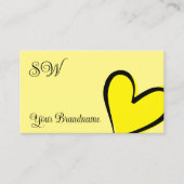 Licht Geel Prachtig Hart met Monogram Cute Visitekaartje (Voorkant)