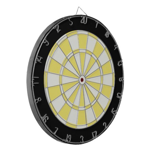Licht geel zwart en wit dartbord (Voorkant Links)