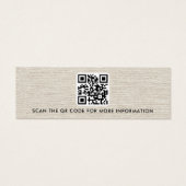 Licht geelbruin linnen logo QR stud oorbel display Mini Visitekaartjes (Achterkant)