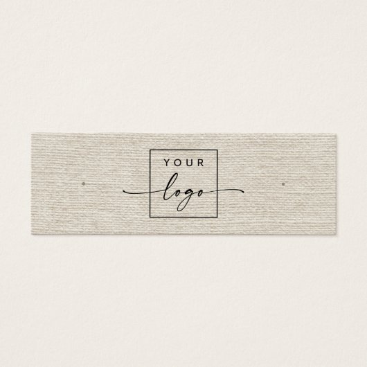 Licht geelbruin linnen logo QR stud oorbel display Mini Visitekaartjes (Voorkant)