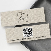 Licht geelbruin linnen logo QR stud oorbel display Mini Visitekaartjes